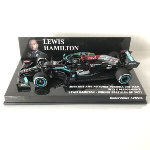 2021 Lewis Hamilton | Mercedes AMG Petronas W12 E Performance | Minichamps Diecast 1:43 | Winner Brazilian GP from the Sports Car Racing Race Suits store collection.