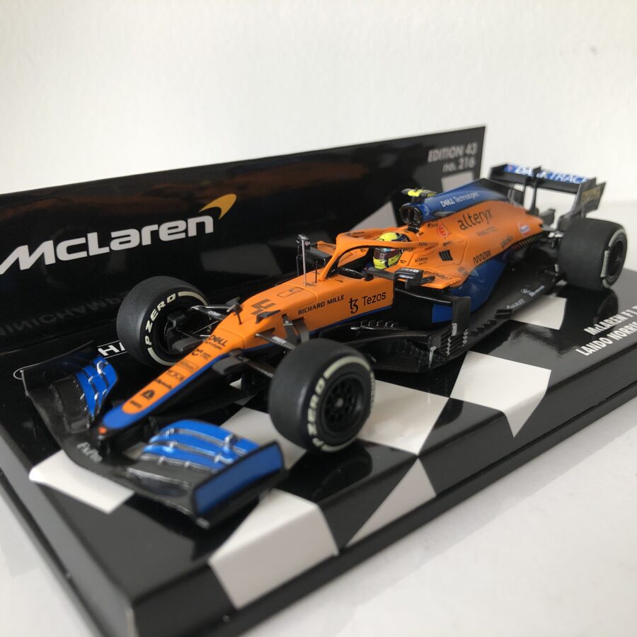 2021 Lando Norris | McLaren F1 Team MCL35M | Minichamps Resin 1:43 | Italian GP from the Coffee Table Car Magazines store collection.