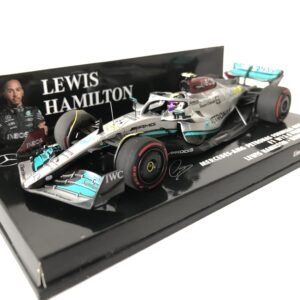 2022 Lewis Hamilton | Mercedes AMG Petronas W13 E Performance | Minichamps Diecast 1:43 | Bahrain GP from the Coffee Table Car Magazines store collection.