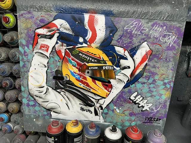 Lewis Hamilton, 2015 - Graffiti Painting from the Lewis Hamilton store collection.