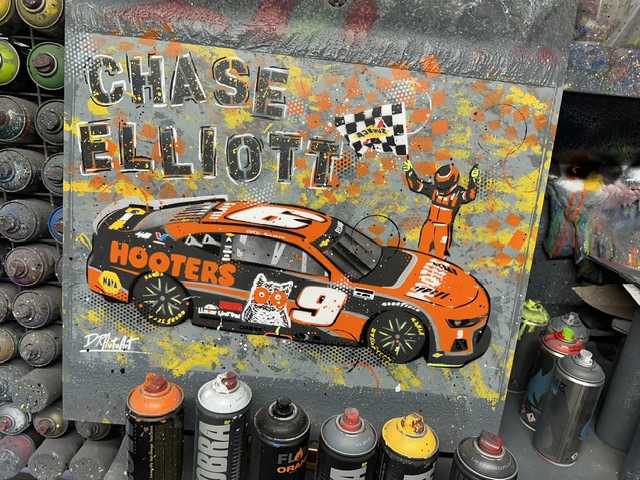 Chase Elliott, NASCAR 2024 - Graffiti painting from the Sports Car Racing Art store collection.