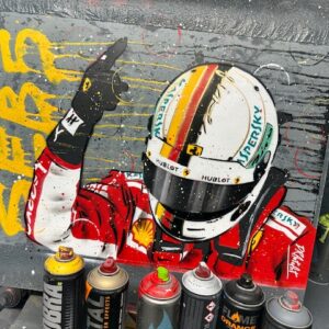 Sebastian Vettel - Graffiti painting Sports Car Racing Canvas by DRAutoArt