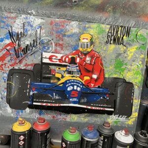 Mansell X Senna - Graffiti painting from the Sports Car Racing Art store collection.