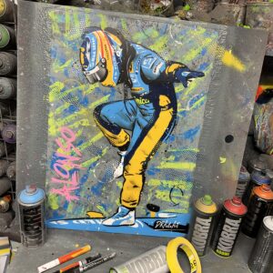 Fernando Alonso, Renault - Graffiti Painting Sports Car Racing Fine Art Originals by DRAutoArt