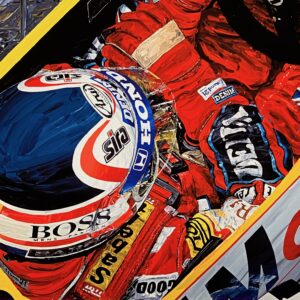 Nigel Mansell signed Williams FW11 art by David Johnson from the Sports Car Racing Art store collection.