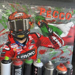 Pecco Bagnaia 2024- Graffiti painting from the MotoGP Memorabilia store collection.