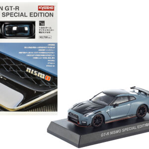 Nissan GT-R Nismo Special Edition RHD (Right Hand Drive) Gray with Black Hood and Top with Mini Book No.10 1/64 Diecast Model Car by Kyosho from the Sports Car Racing Books store collection.