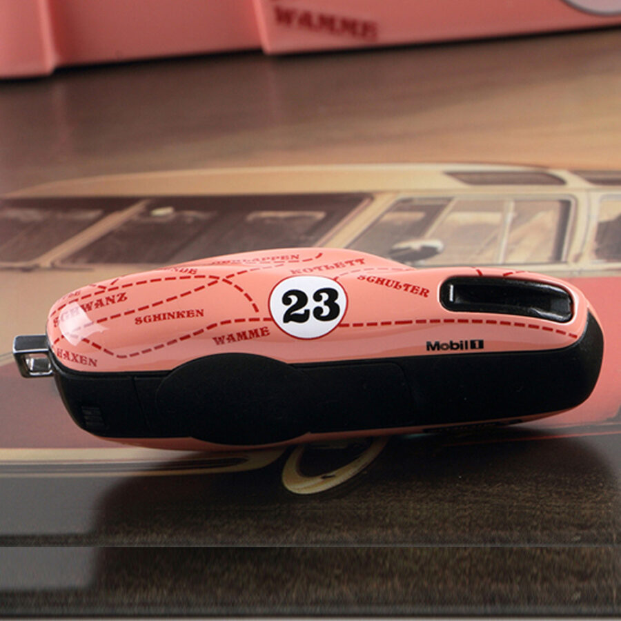 Porsche Pink Pig 24h LeMans livery Key Fob Cover Case for MACAN CAYENNE PANAMERA 911 718 old keys from the More Series store collection.