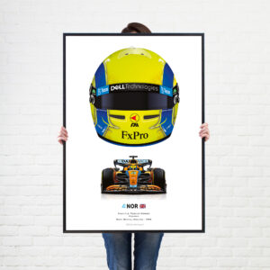 Lando Norris 2022 Season Helmet F1 McLaren wall art poster print from the F1 Helmets store collection.