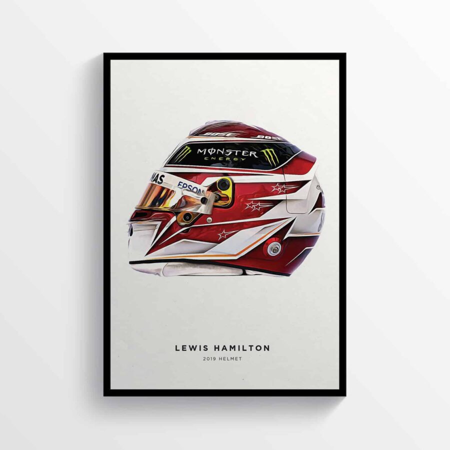 Lewis Hamilton 2019 Helmet F1 Art Poster, F1 Gift, Formula 1, Racing Helmet, Mercedes from the Lewis Hamilton store collection.