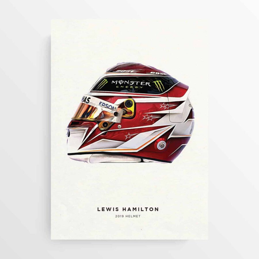 Lewis Hamilton 2019 Helmet F1 Art Poster, F1 Gift, Formula 1, Racing Helmet, Mercedes from the Lewis Hamilton store collection.