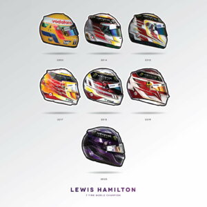 Lewis Hamilton 7 Time World Champion F1 Art Poster, F1 Gift, Formula 1, Racing Helmet, Mercedes from the GPBox store.