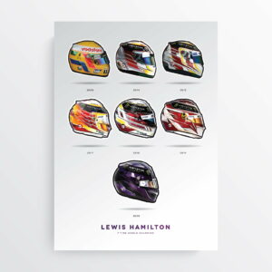 Lewis Hamilton 7 Time World Champion F1 Art Poster, F1 Gift, Formula 1, Racing Helmet, Mercedes from the GPBox store.