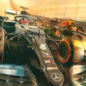 Lewis Hamilton Mercedes F1 Team Poster - Unlimited Run from the Sports Car Racing Fine Art Originals store collection.