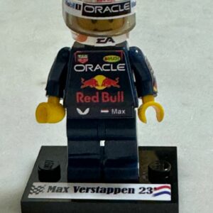 Max Verstappen F1 world Champions Super suit and super helmet in minifigure Sports Car Racing Caps by RacingModelCar