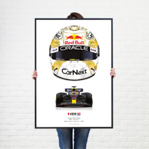 Max Verstappen 2022 F1 Helmet Red Bull Art Poster Print from the Max Verstappen store collection.