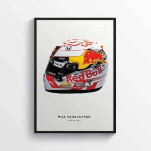 Max Verstappen 2019 Left Helmet Formula 1 F1, Grand Prix Poster Racing Print from the Max Verstappen store collection.