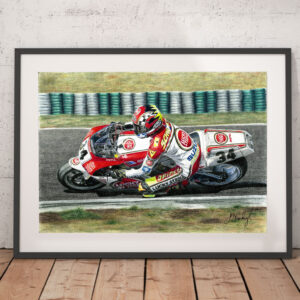 Kevin Schwantz ORIGINAL DRAWING from the MotoGP Memorabilia store collection.