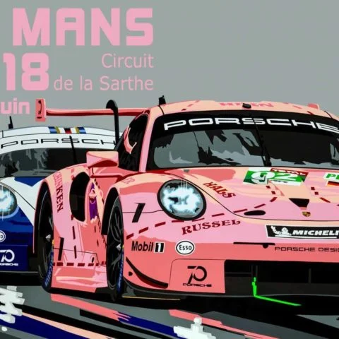 Porsche 70 year anniversary ping pig poster