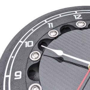 F28: Large 11" statement wall clock Honda F1 car part carbon fiber fibre brake disc Formula 1 man cave guys motorsport racing gift from the F1 Car Parts store collection.