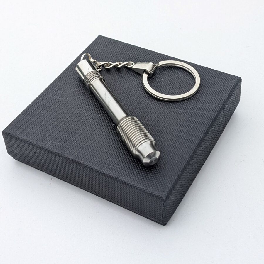 K07: Honda F1 racecar engine part stud keyring keychain mans guys Formula 1 racing engineering motorsport Fathers day driving gift from the F1 Car Parts store collection.