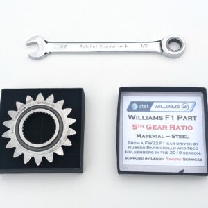 R01: Race & test used Williams F1 gear ratio Paperweight office desk accessory Formula 1 motorsport mechanical engineering gift from the F1 Car Parts store collection.