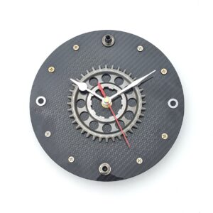 F29: 8" / 20cm Jaguar F1 engine part wall clock carbon fiber Formula 1 racing motorsport engineering workshop man cave office gift from the F1 Car Parts store collection.