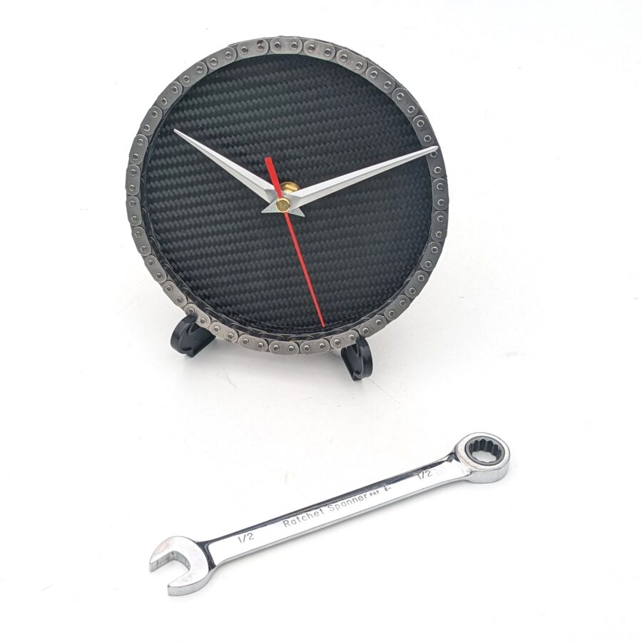 F24: Aston Martin Le Mans GTE car wall or desk clock real carbon fiber motorsport mechanics engineering office guys man cave gift from the Sports Car Racing Car Parts store collection.