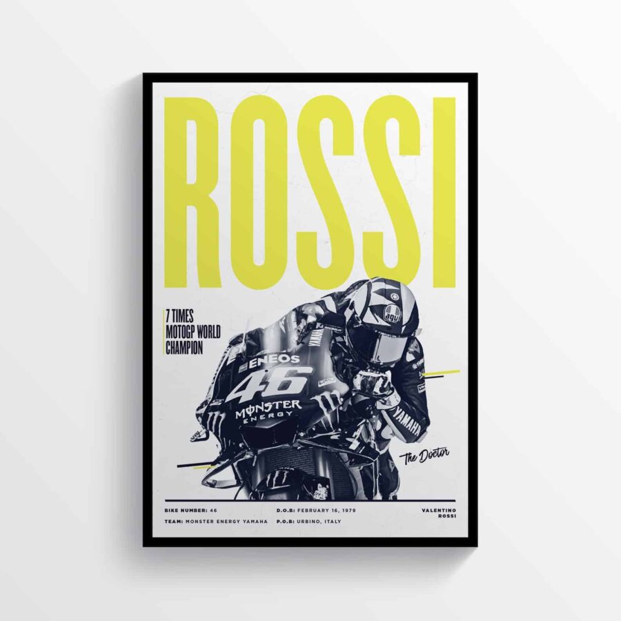 Valentino Rossi 2019 Moto GP Motorcycle Poster Motorbike Print from the MotoGP Memorabilia store collection.