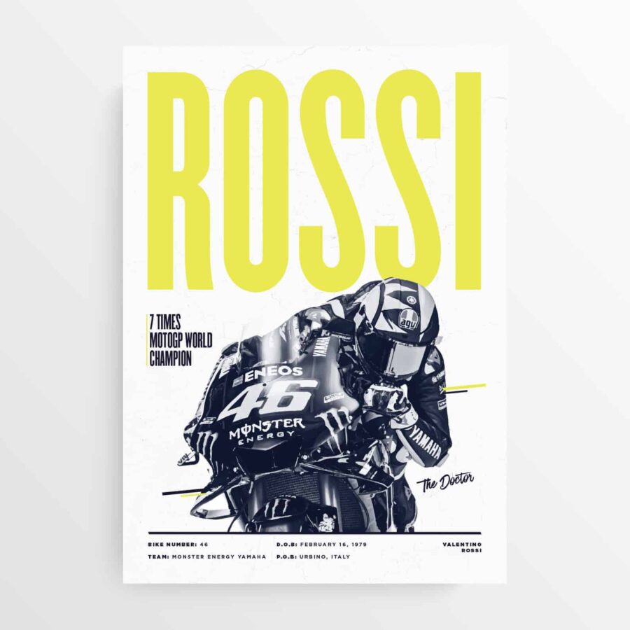 Valentino Rossi 2019 Moto GP Motorcycle Poster Motorbike Print from the MotoGP Memorabilia store collection.