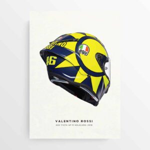 Valentino Rossi 2019 VR46 Moto GP Helmet Motorcycle Poster Motorbike from the MotoGP Memorabilia store collection.