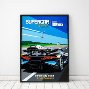 Official Supercar Fest 'Runway' 2022 Poster from the Sports Car Racing Art store collection.