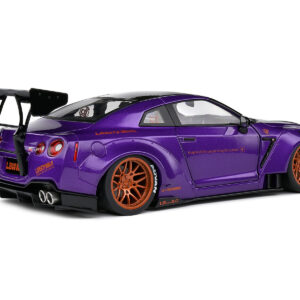 2022 Nissan Skyline GT-R (R35) Liberty Walk Body Kit 2.0 RHD (Right Hand Drive) Purple Metallic with Black Top and Carbon Hood "Purplezilla" 1/18 Diecast Model Car by Solido from the Sports Car Racing Model Cars store collection.