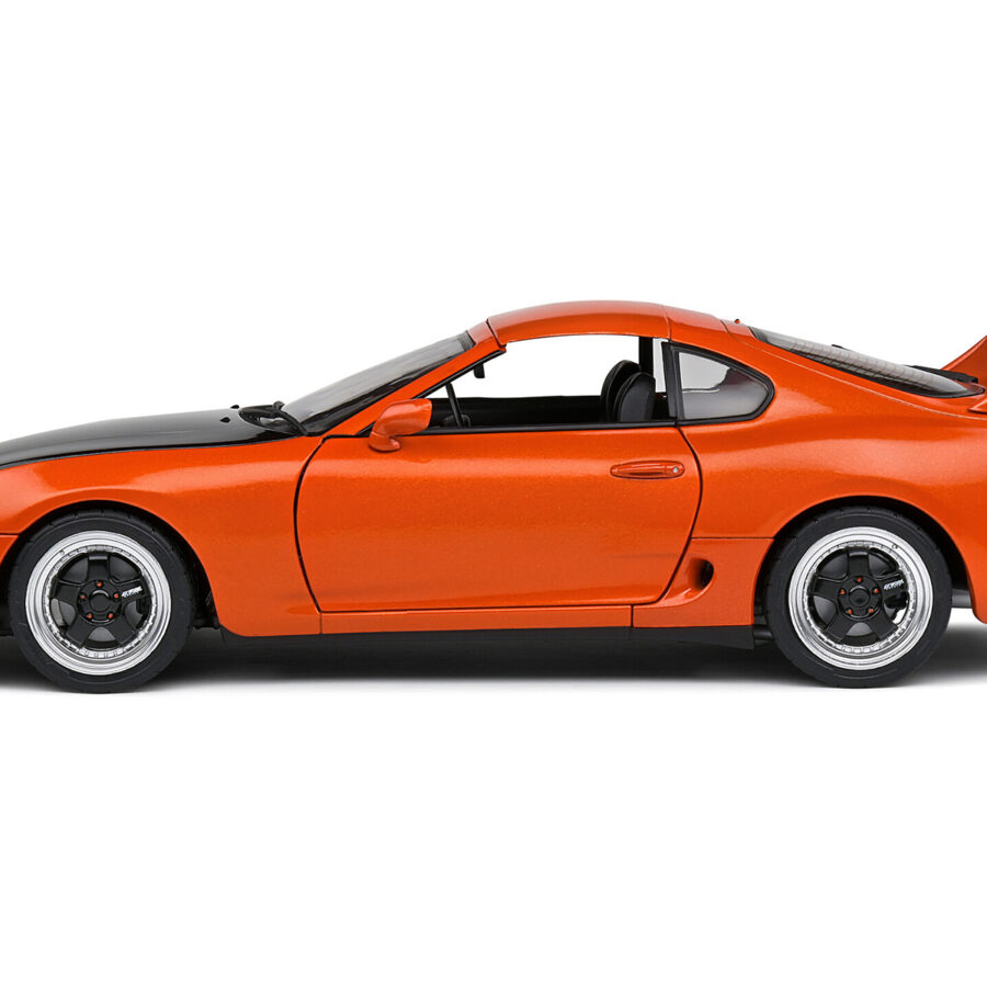 1993 Toyota Supra MK4 (A80) RHD (Right Hand Drive) Orange Metallic with Black Hood 1/18 Diecast Model Car by Solido from the Sports Car Racing Model Cars store collection.