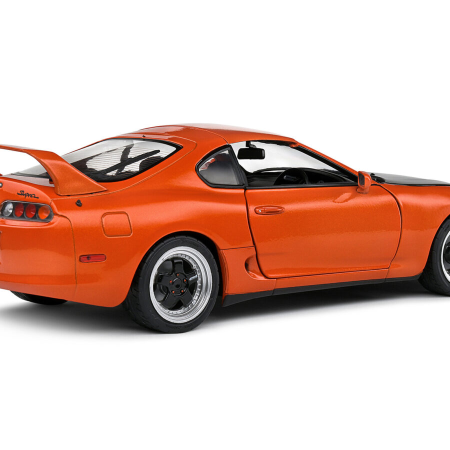 1993 Toyota Supra MK4 (A80) RHD (Right Hand Drive) Orange Metallic with Black Hood 1/18 Diecast Model Car by Solido from the Sports Car Racing Model Cars store collection.