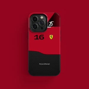 Scuderia Ferrari F1-75 livery Charles Leclerc Phone case from the Sports Car Racing Phone Cases store collection.