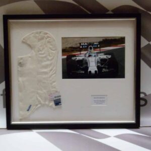 NOW SOLD-Framed Race Worn Massa Balaclava from the Sports Car Racing Signed store collection.