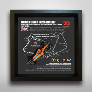 GP Circuit Design-British GP Silverstone Circuit, F1-1/43, 1/64 Model Car-Fine Art Frame(Model Car Is Excluded In The Product) Official Motorsport Merchandise by Forever Fast Racingsports