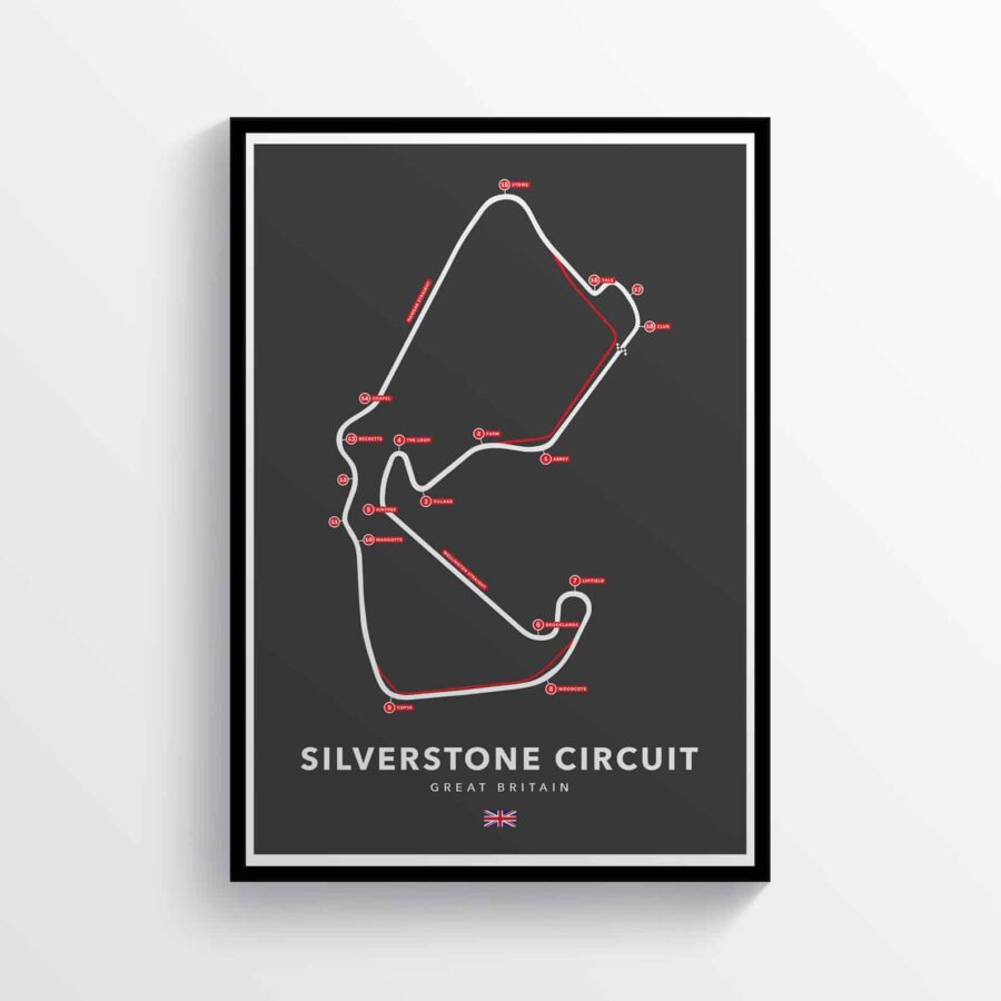 Silverstone Circuit, British Grand Prix, Formula 1, MotoGP Racing Track Poster from the MotoGP Memorabilia store collection.