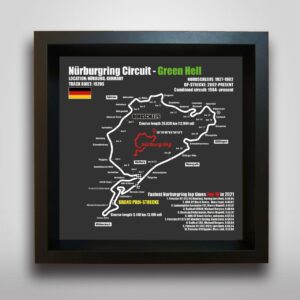 GP Circuit Design-Germany Nürburgring Nordschleife Circuit, F1-1/43,Model Car-Fine Art Frame(Model Car Is Excluded In The Product) Sports Car Racing Model Cars by Forever Fast Racingsports