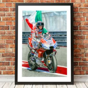 Andrea Dovizioso MotoGP rider, ORIGINAL DRAWING from the MotoGP Memorabilia store collection.