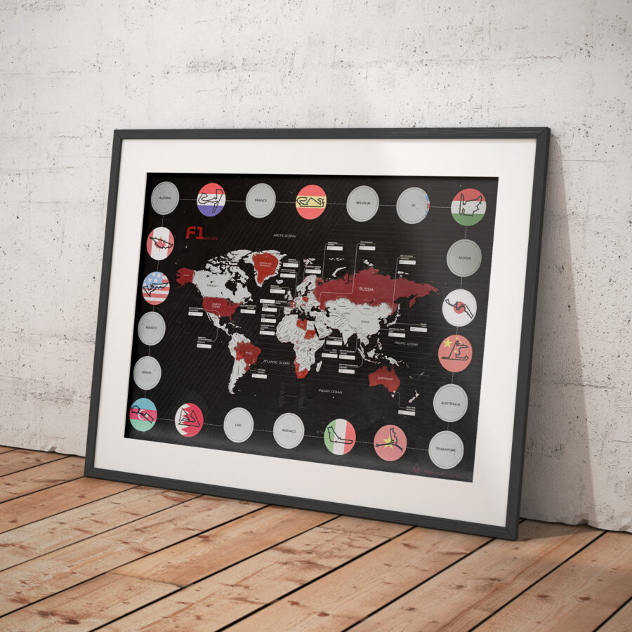 F1 Map Of The World - 2024 Calendar now available, Scratch Off Formula 1 Circuits, Gift for him, Birthday, Christmas, Formula One from the Sports Car Racing Gifts store collection.