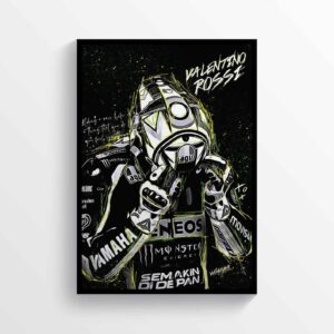 Valentino Rossi 2019 VR46 Moto GP Sketch Typography Art Motorcycle Poster Motorbike from the MotoGP Memorabilia store collection.