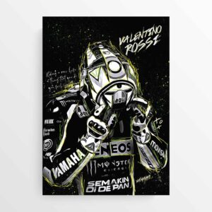 Valentino Rossi 2019 VR46 Moto GP Sketch Typography Art Motorcycle Poster Motorbike from the MotoGP Memorabilia store collection.