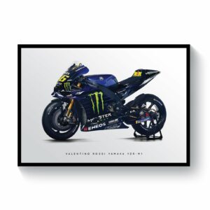 Valentino Rossi Yamaha YZR-M1 MotoGP Bike Print Sports Car Racing Art by Pit Lane Prints