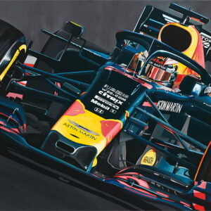 ORIGINAL Painting of Max Verstappen Red Bull Racing 24" x 36" from the Sports Car Racing Fine Art Originals store collection.