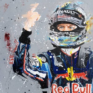 Sebastian Vettel 05 Artist Embellished Print By Sean Wales Red Bull Racing by Sean Wales Art