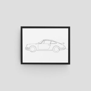 911 Single Line Wall Art Print Sports Car Racing Blueprints by Woolly Mammoth Media