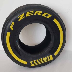 NOW SOLD-Very rare Pirelli tyres in different colours with Seb Vettel World Championship winning REAR wheel from the Sports Car Racing Car Parts store collection.