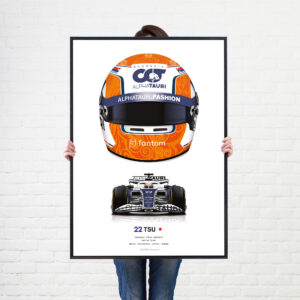 Yuki Tsunoda 2022 Season Helmet Alpha Tauri Formula 1 wall art poster print from the F1 Helmets store collection.